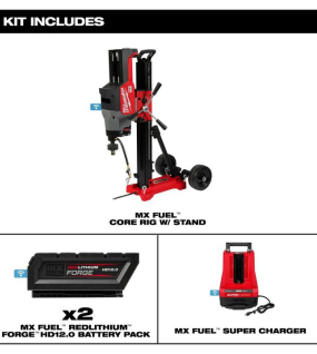 Milwaukee MX FUEL Core Rig with Stand Kit – Cordless High-Power Concrete Drilling System