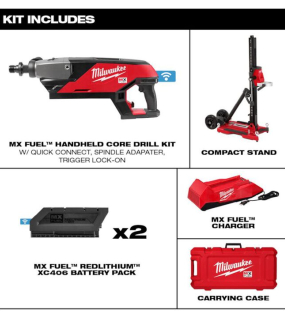 Milwaukee MX FUEL Handheld Core Drill Kit with Stand – Cordless High-Power Concrete Drill