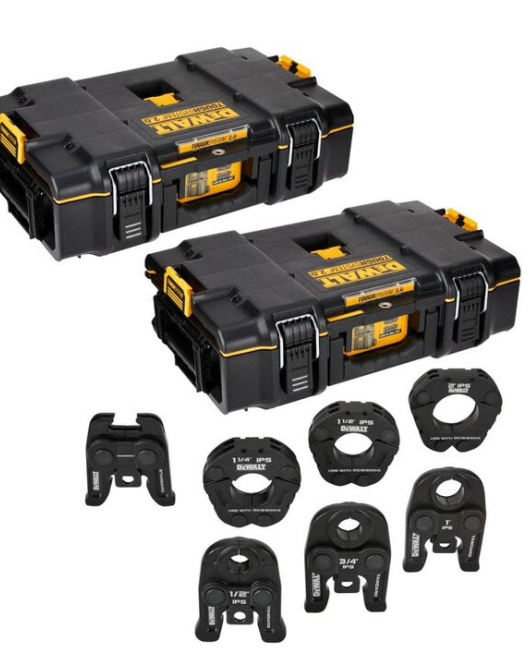 DEWALT 1/2"–2" Standard IPS Press Jaws & Rings Kit with TOUGHSYSTEM 2.0 Tool Boxes