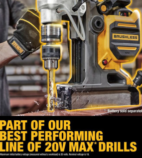 DEWALT 20V MAX XR 2 Inch Magnetic Drill Press Bare Tool – 20V MAX XR Portable Magnetic Base Drill (Bare Tool)