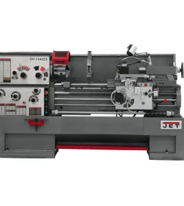JET Gear Head 14 x 40 ZX Lathe with ACU-RITE 203 DRO and Taper Attachment Installed – Precision 14x40 Engine Lathe with DRO &amp; Taper Attachment