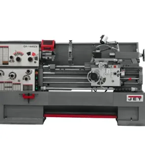 JET Gear Head 14 x 40 ZX Lathe with ACU-RITE 203 DRO and Taper Attachment Installed – Precision 14x40 Engine Lathe with DRO & Taper Attachment