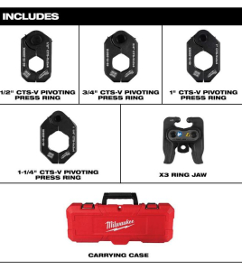 Milwaukee M12 FORCE LOGIC CTS-V Pivoting Press Ring Kit 1/2"–1-1/4" for Copper Tube Size Press Fittings