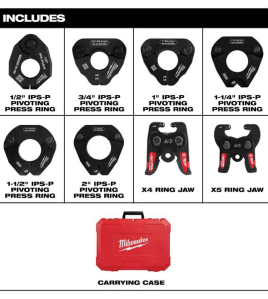 Milwaukee M18 FORCE LOGIC IPS-P Pivoting Press Ring Kit 1/2"–2" for Steel Pipe Press Fittings