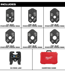 Milwaukee M12 FORCE LOGIC RLS Pivoting Press Ring Kit 1/4"–7/8" for Copper &amp; Stainless Steel Press Fittings