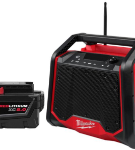 Milwaukee M18 Bluetooth Jobsite Radio with Charger &amp; REDLITHIUM XC 5.0Ah Battery Bundle Kit