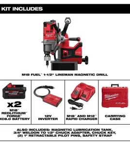 Milwaukee M18 FUEL 1-1/2 Inch Lineman Magnetic Drill Kit, Cordless High-Performance Magnetic Drill for Steel Fabrication