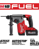 Milwaukee M18 FUEL 18V 1-Inch SDS Plus Cordless Rotary Hammer Drill Kit with Brushless Motor & AUTOSTOP Safety Milwaukee M18 FUEL 18V 1-Inch SDS Plus Cordless Rotary Hammer Drill Kit with Brushless Motor & AUTOSTOP Safety